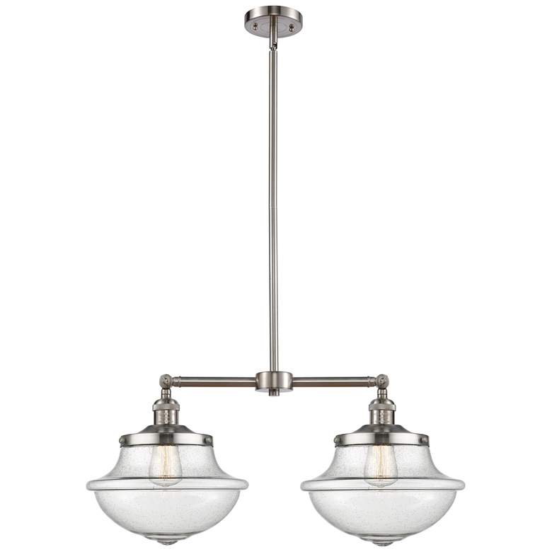 Image 1 Franklin Oxford 25"W 2 Light Brushed Nickel Island Light w/ Seedy Shad