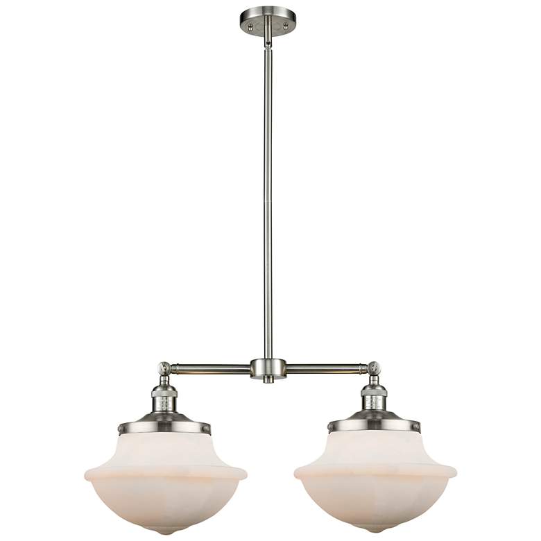 Image 1 Franklin Oxford 25"W 2 Light Brushed Nickel Island Light w/ White Shad