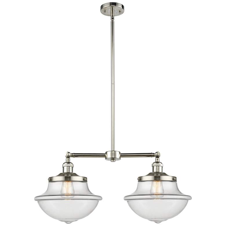 Image 1 Franklin Oxford 25"W 2 Light Polished Nickel Island Light w/ Clear Sha