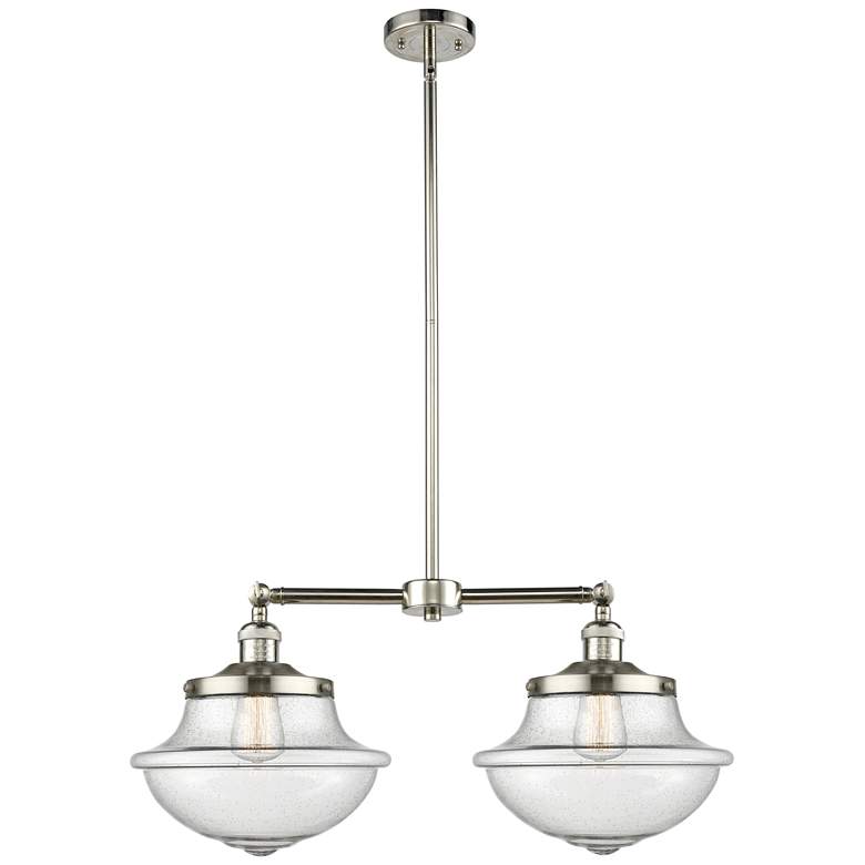 Image 1 Franklin Oxford 25"W 2 Light Polished Nickel Island Light w/ Seedy Sha
