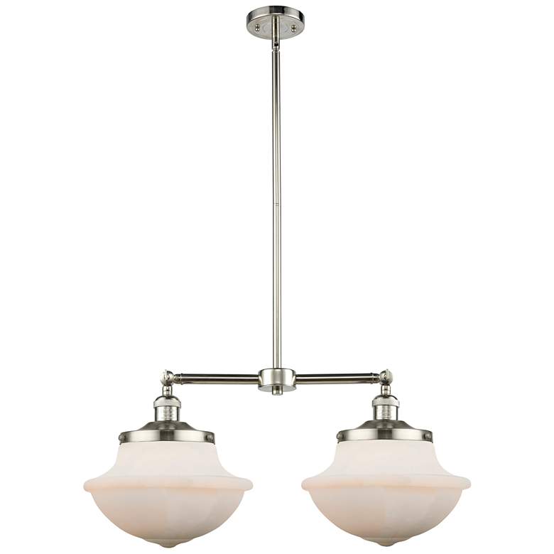 Image 1 Franklin Oxford 25"W 2 Light Polished Nickel Island Light w/ White Sha