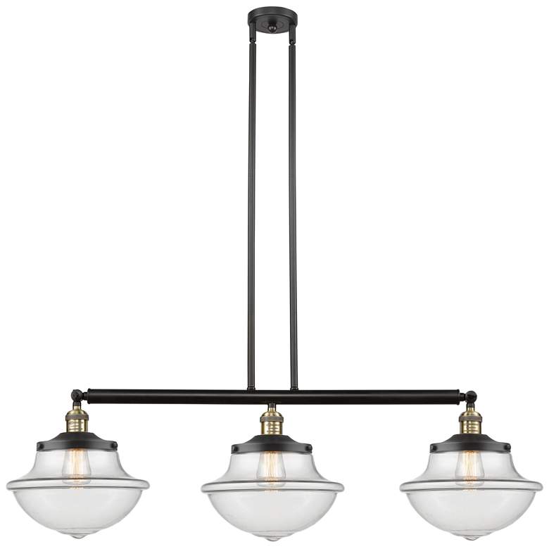 Image 1 Franklin Oxford 42" Wide 3 Light Black Brass Island Light w/ Clear Sha