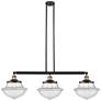 Franklin Oxford 42" Wide 3 Light Black Brass Island Light w/ Clear Sha