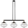 Franklin Oxford 42" Wide 3 Light Black Brass Island Light w/ Seedy Sha