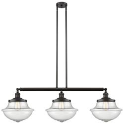 Franklin Oxford 42" Wide 3 Light Bronze Island Light w/ Seedy Shade