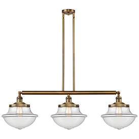 Image1 of Franklin Oxford 42" Wide 3 Light Brushed Brass Island Light w/ Clear S