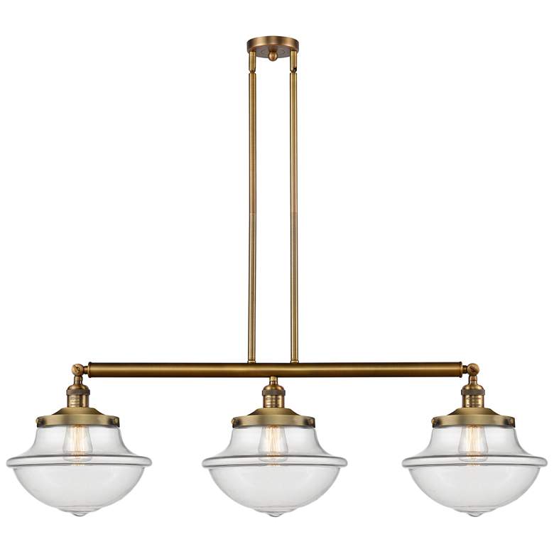 Image 1 Franklin Oxford 42" Wide 3 Light Brushed Brass Island Light w/ Clear S