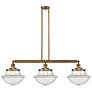 Franklin Oxford 42" Wide 3 Light Brushed Brass Island Light w/ Clear S