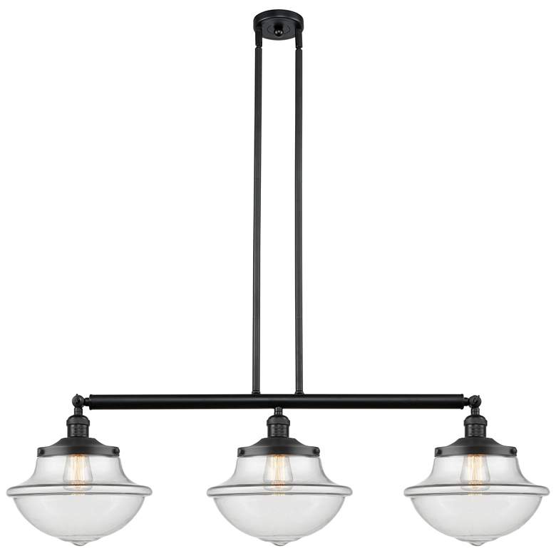 Image 1 Franklin Oxford 42" Wide 3 Light Matte Black Island Light w/ Clear Sha
