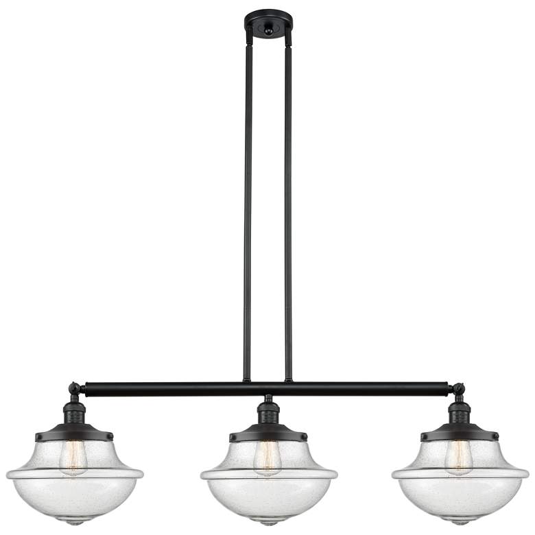 Image 1 Franklin Oxford 42" Wide 3 Light Matte Black Island Light w/ Seedy Sha