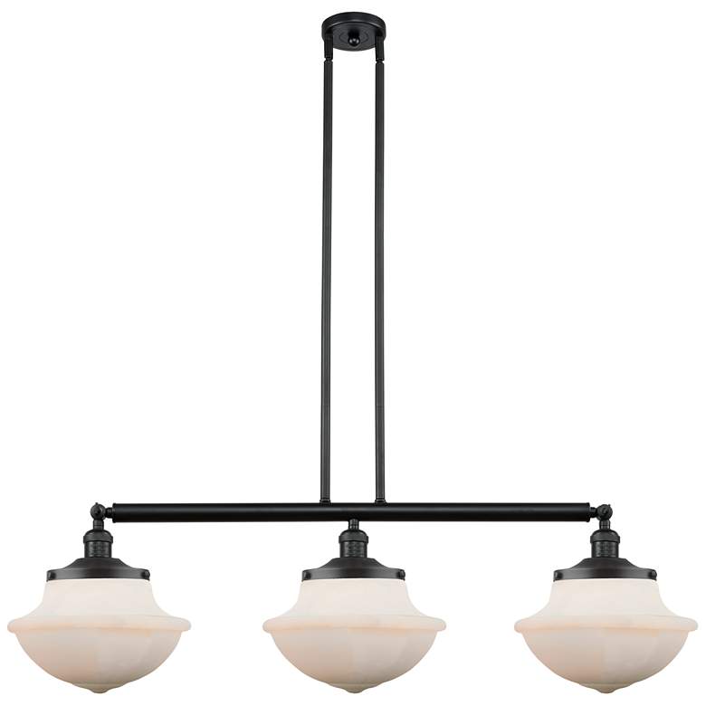 Image 1 Franklin Oxford 42" Wide 3 Light Matte Black Island Light w/ White Sha