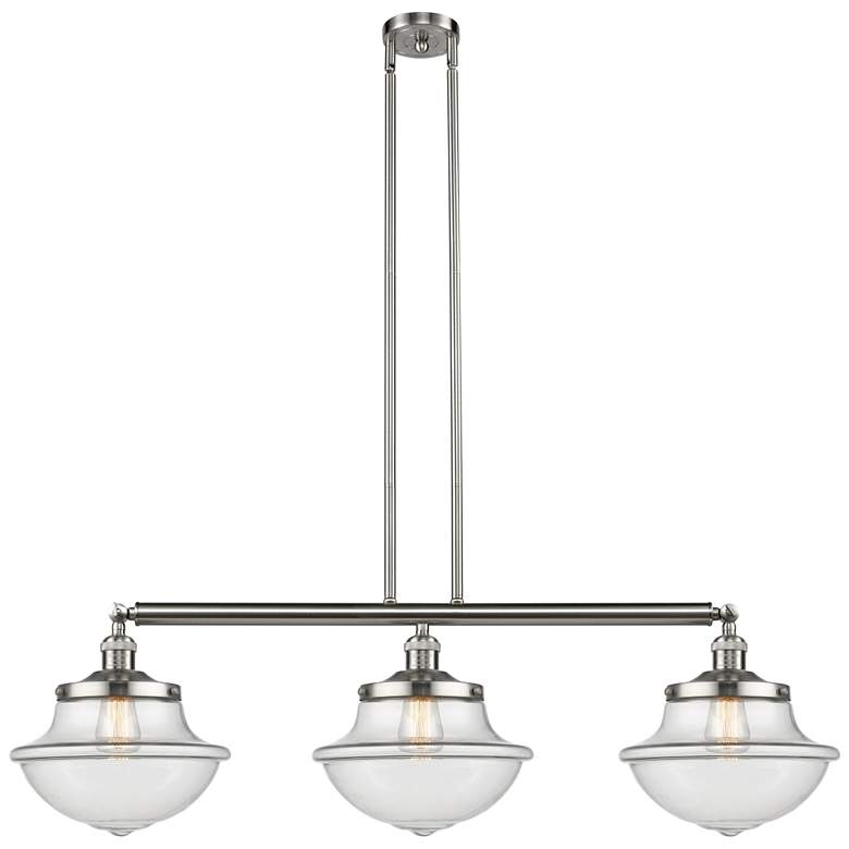 Image 1 Franklin Oxford 42"W 3 Light Brushed Nickel Island Light w/ Clear Shad