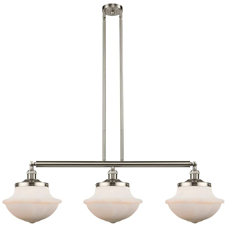 Image 1 Franklin Oxford 42"W 3 Light Brushed Nickel Island Light w/ White Shad