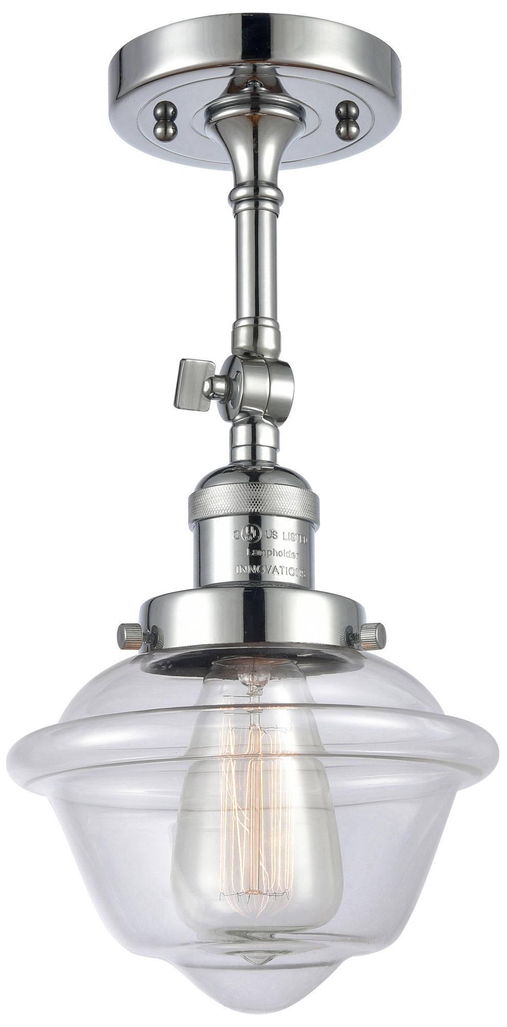 Franklin Oxford 7.5"W Chrome Adjustable Semi.Flush Mount w/ Clear Shad