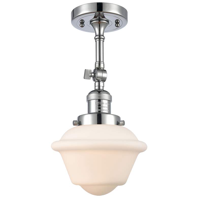 Image 1 Franklin Oxford 7.5"W Chrome Adjustable Semi.Flush Mount w/ White Shad