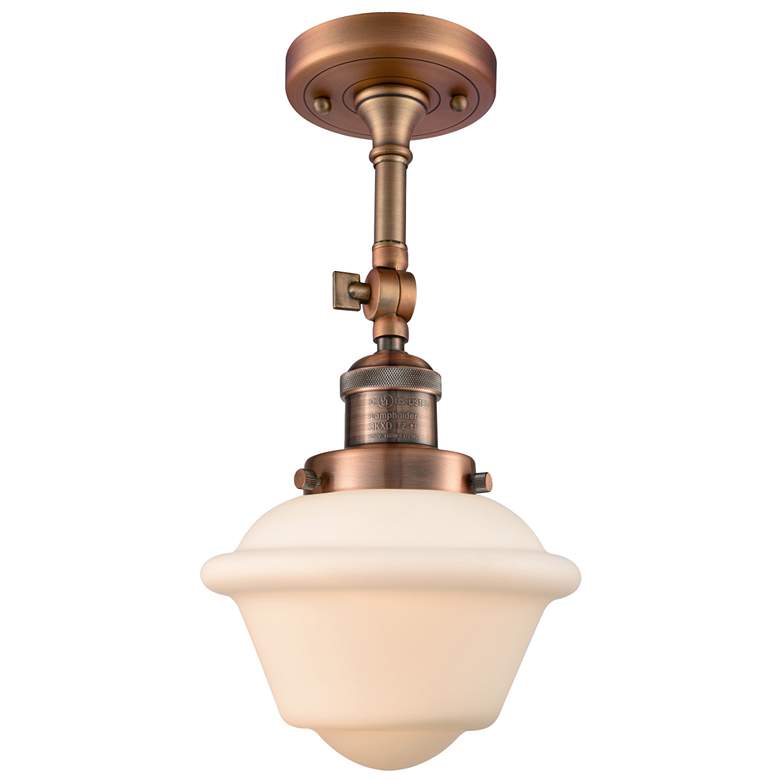Image 1 Franklin Oxford 7.5"W Copper Adjustable Semi.Flush Mount w/ White Shad