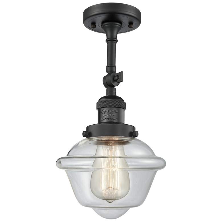 Image 1 Franklin Oxford 7.5"W Matte Black Adjustable Semi.Flush w/ Clear Shade