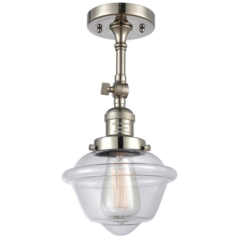 Image 1 Franklin Oxford 7.5"W Polished Nickel Adjustable Semi.Flush w/ Clear S