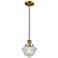 Franklin Oxford 8" Brushed Brass Corded Mini Pendant w/ Seedy Shade