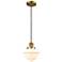 Franklin Oxford 8" Brushed Brass Corded Mini Pendant w/ White Shade