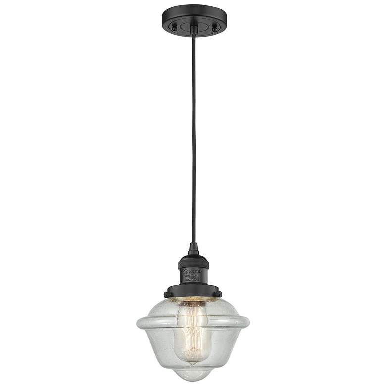 Image 1 Franklin Oxford 8" Matte Black Corded Mini Pendant w/ Clear Shade