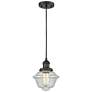 Franklin Oxford 8" Matte Black Corded Mini Pendant w/ Seedy Shade
