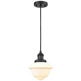 Image1 of Franklin Oxford 8" Matte Black Corded Mini Pendant w/ White Shade