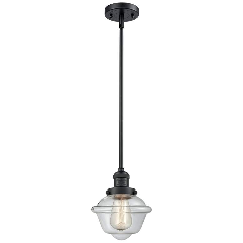 Image 1 Franklin Oxford 8" Matte Black Stemmed Mini Pendant w/ Clear Shade