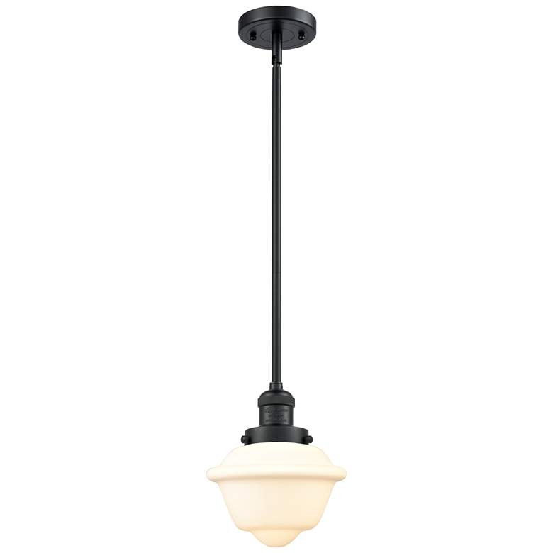 Image 1 Franklin Oxford 8" Matte Black Stemmed Mini Pendant w/ White Shade