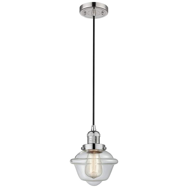 Image 1 Franklin Oxford 8" Polished Nickel Corded Mini Pendant w/ Clear Shade
