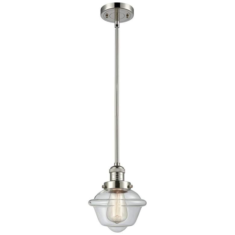 Image 1 Franklin Oxford 8" Polished Nickel Stemmed Mini Pendant w/ Clear Shade