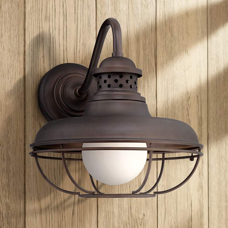 Image 1 Franklin Park 16" High Bronze Metal Cage Outdoor Wall Light