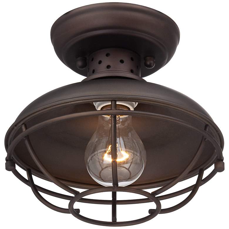 Image 2 Franklin Park 8 1/2 inch Wide Bronze Caged Outdoor Ceiling Light