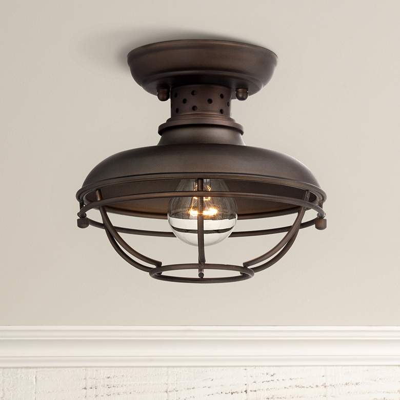 Image 1 Franklin Park 8 1/2 inch Wide Bronze Caged Outdoor Ceiling Light