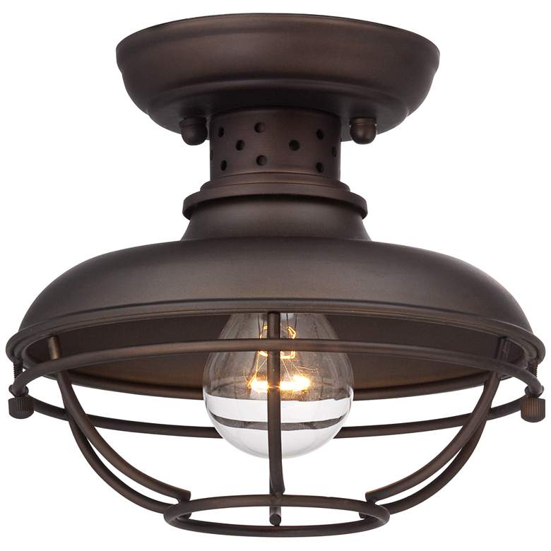 Image 5 Franklin Park 8 1/2 inch Wide Bronze Caged Outdoor Ceiling Light more views