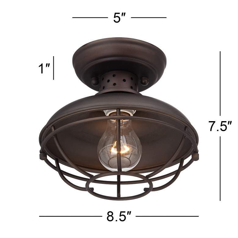 Image 7 Franklin Park 8 1/2 inch Wide Bronze Caged Outdoor Ceiling Light more views
