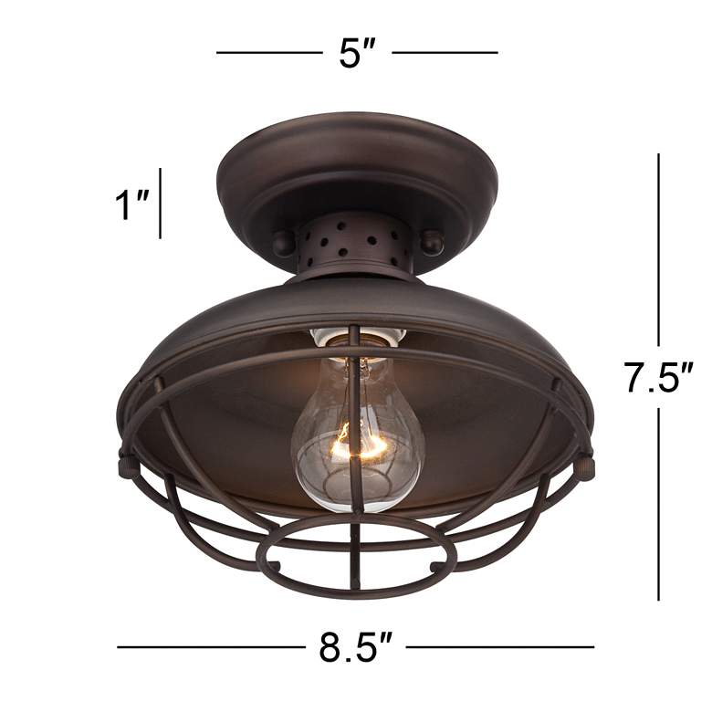 Image 7 Franklin Park 8 1/2" Wide Bronze Caged Outdoor Ceiling Light more views