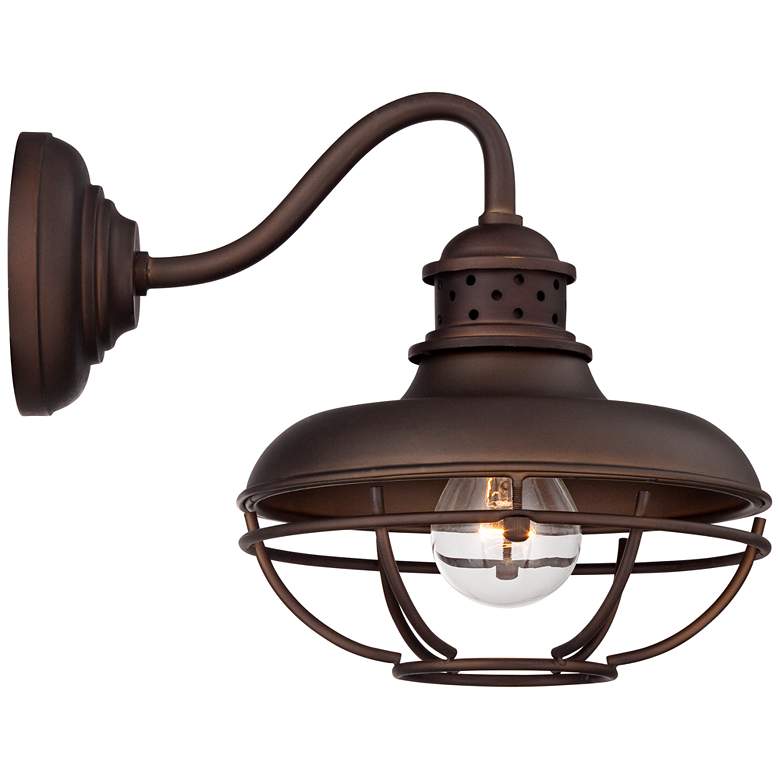 Image 6 Franklin Park 9" High Bronze Metal Cage Industrial Sconces Set of 2 more views