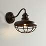 1_Franklin Park 9" High Bronze Metal Cage Industrial Wall Sconce