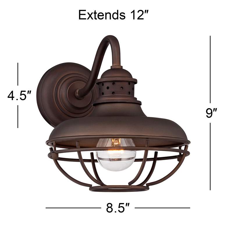 Image 7 Franklin Park 9" High Bronze Metal Cage Industrial Wall Sconce more views