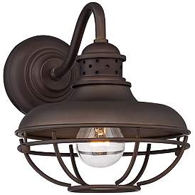 Image3 of Franklin Park 9" High Bronze Metal Cage Outdoor Wall Light