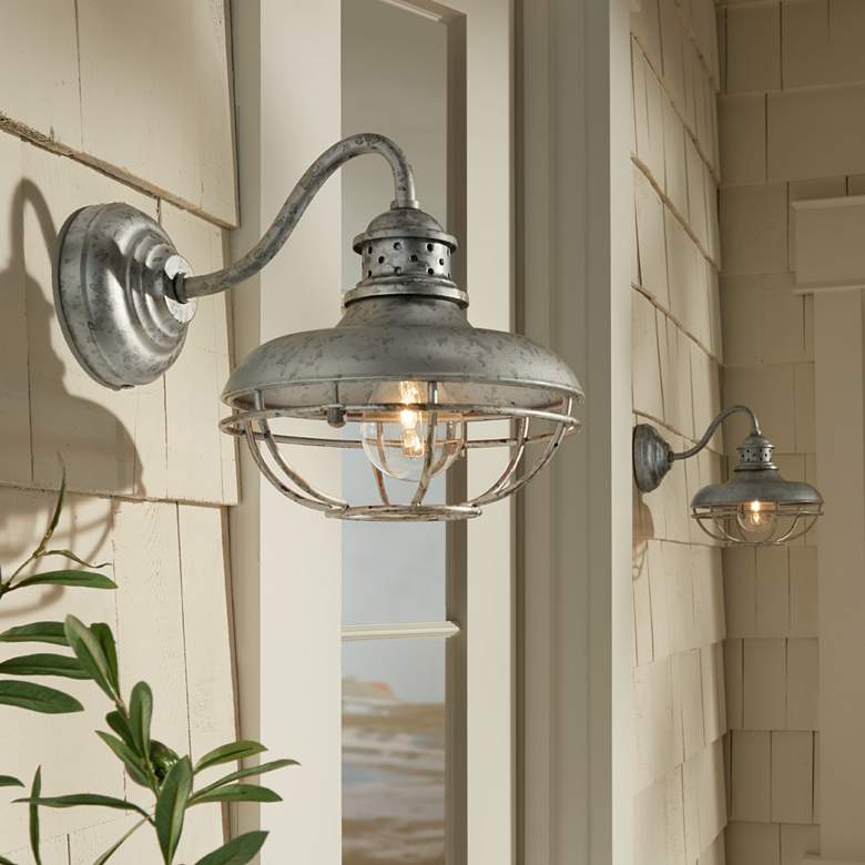 Image 1 Franklin Park 9" High Galvanized Steel Outdoor Wall Light