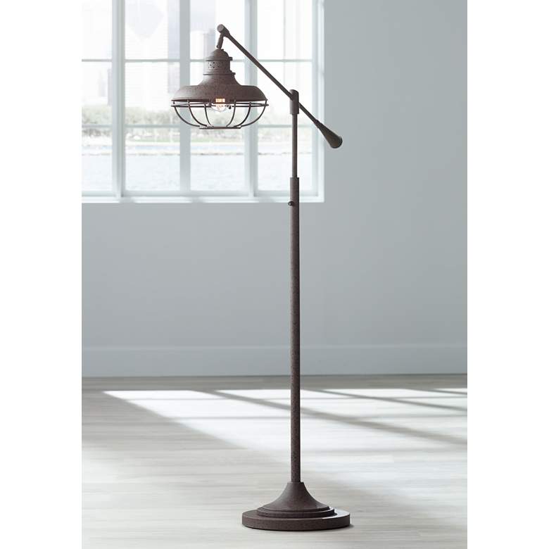 Image 1 Franklin Park II Industrial Boom Rust Floor Lamp