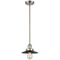 Franklin Railroad 8"W Brushed Nickel Stem Hung Mini Pendant w/ Black S