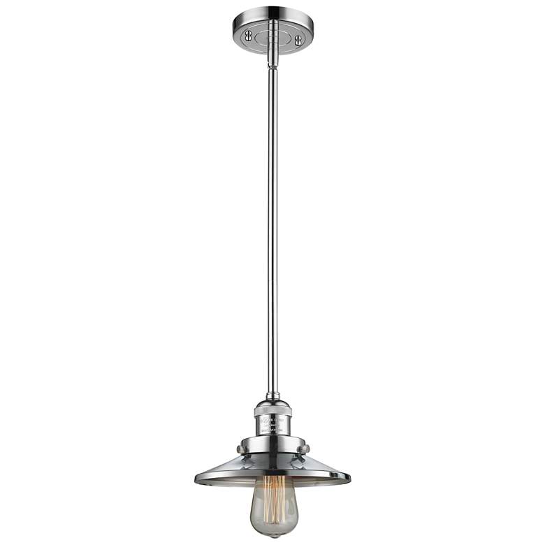 Image 1 Franklin Railroad 8"W Chrome Stem Hung Mini Pendant w/ Chrome Shade