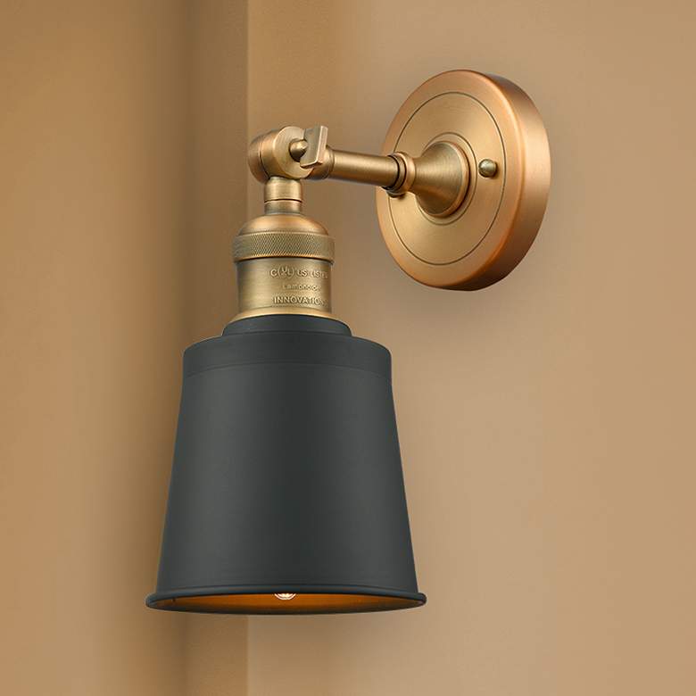 Image 1 Franklin Restoration Addison 12"H Brushed Brass Wall Sconce