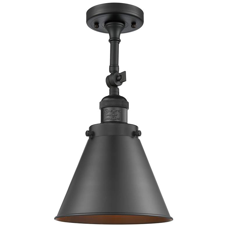 Image 1 Franklin Restoration Appalachian 8" LED Semi-Flush Mount - Black - Bl