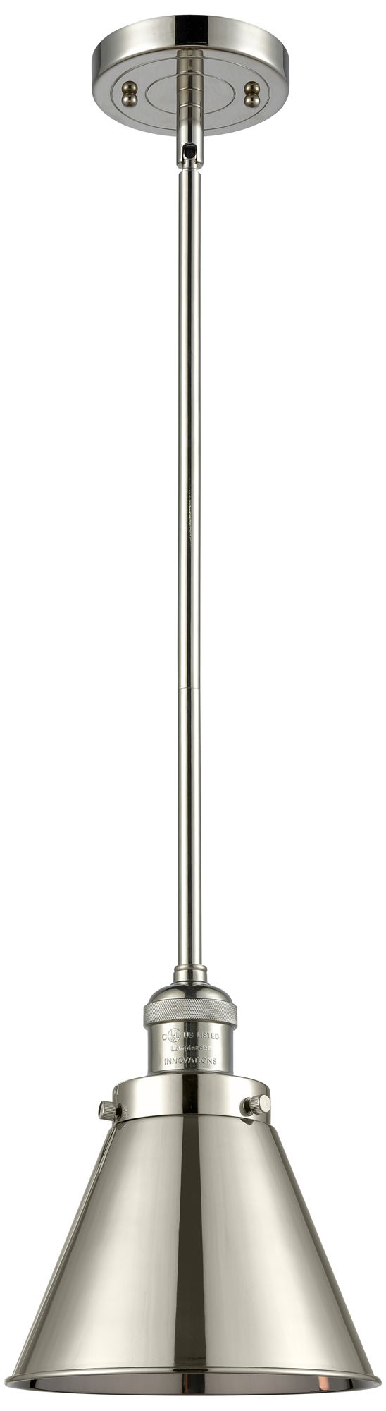 Franklin Restoration Appalachian 8" LED Mini Pendant - Polished Nickel