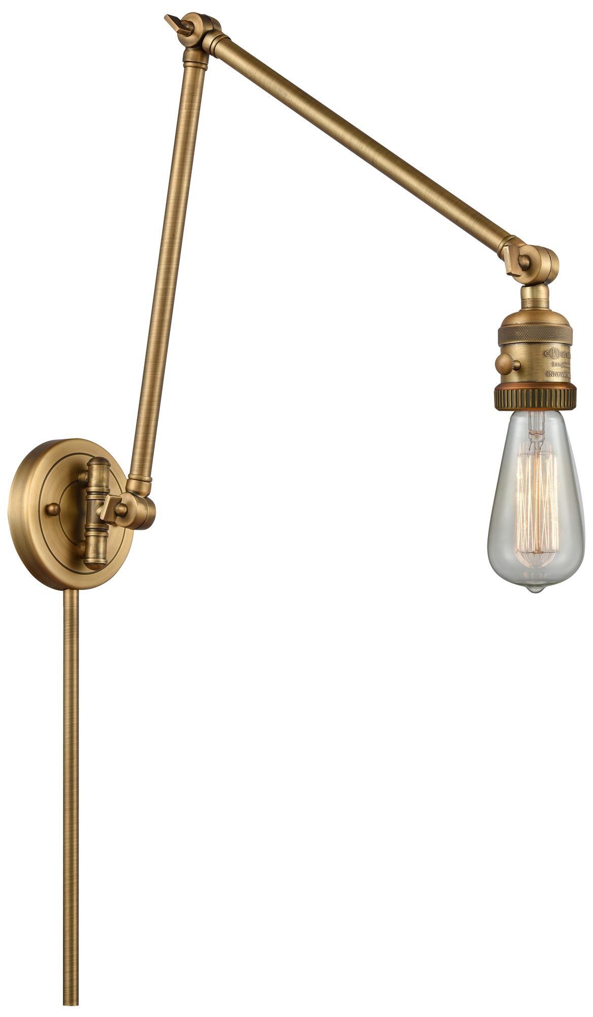Franklin Restoration Bare Bulb 30" High Brushed Brass Swing Arm