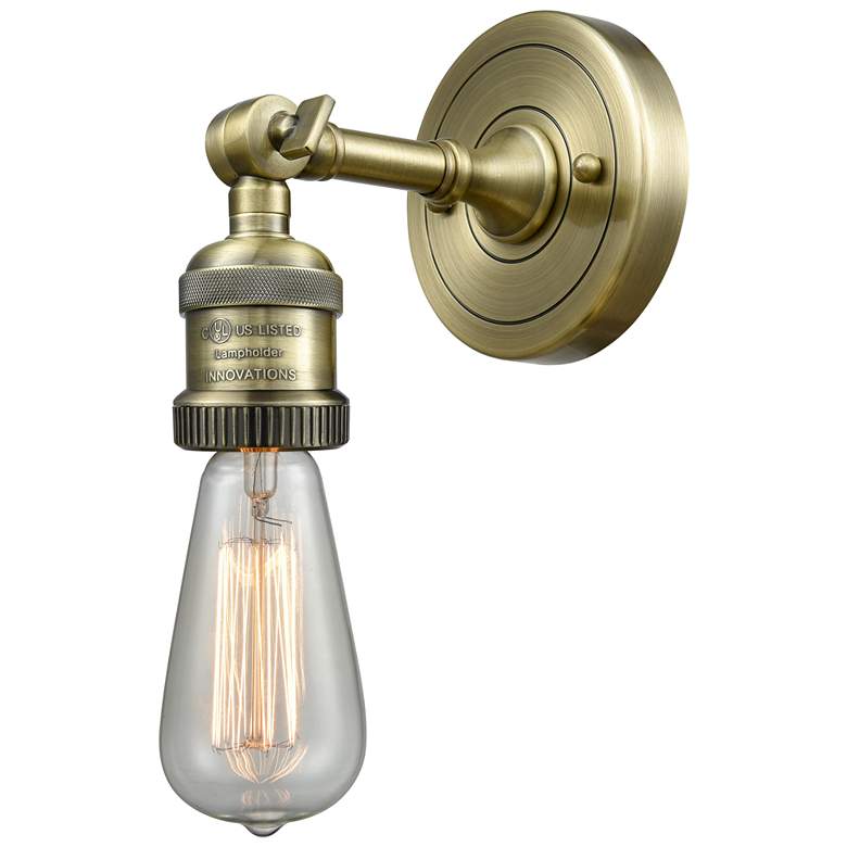 Image 1 Franklin Restoration Bare Bulb 5" Antique Brass Sconce